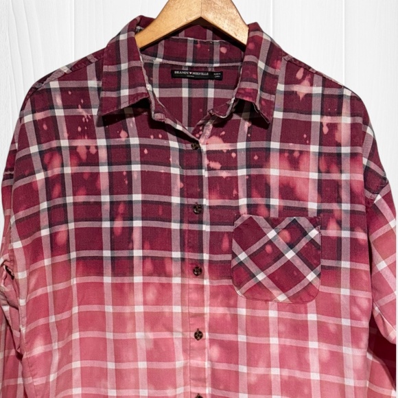 Brandy Melville Upcycled Hand Distressed Long Sleeve Flannel Shirt - Picture 4 of 11